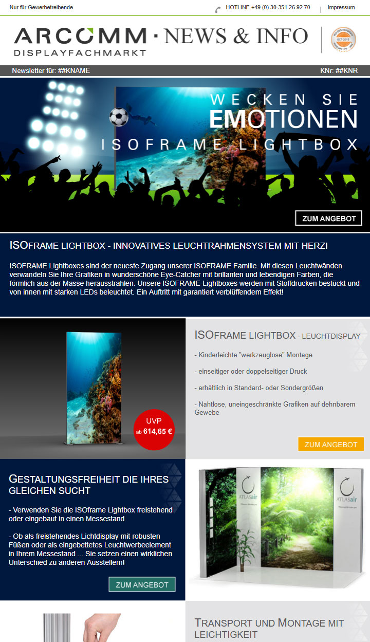 Vorschau Newsletter Isoframe Lightbox
