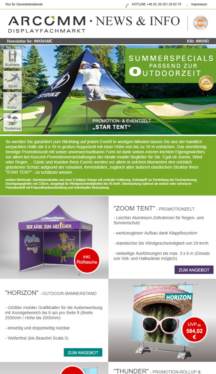 Vorschau Newsletter Zelte