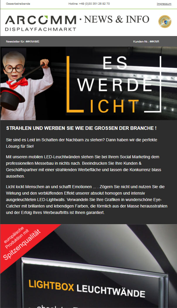 Vorschau Newsletter LED-Messewände